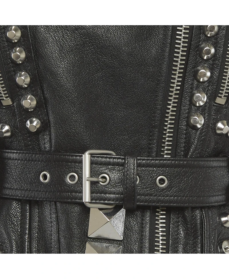Pre-Owned Alexander Mcqueen Women's Leather Studded Biker Jacket