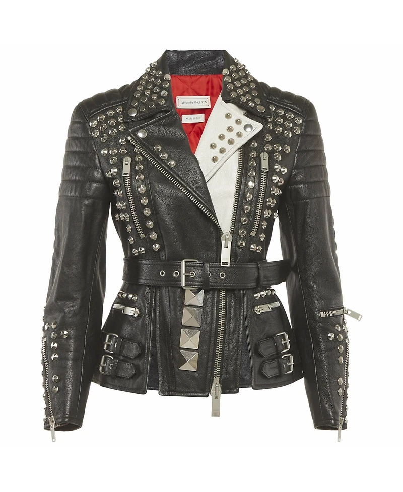 Pre-Owned Alexander Mcqueen Women's Leather Studded Biker Jacket
