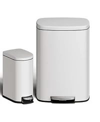 gaomon 13 Gal+2.6 Gal Stainless Steel Step-On Garbage Bin Combo Set, Kitchen Trash Can for Kitchen, White