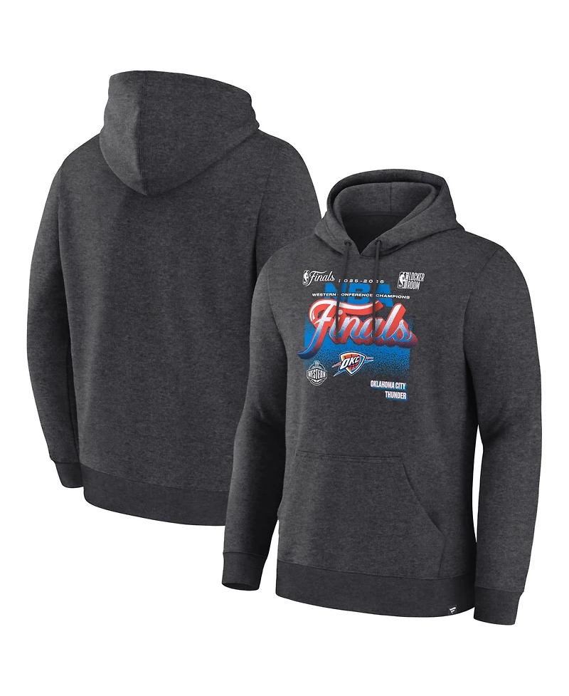 Fanatics Men's Charcoal Oklahoma City Thunder 2026 Western Conference Champions Locker Room Pullover Fleece Hoodie