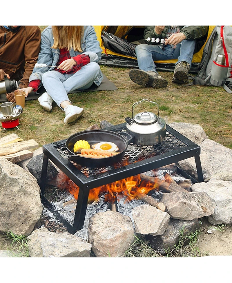 Cozito Folding Campfire Grill , Steel Mesh Grate with Legs and Carry Bag