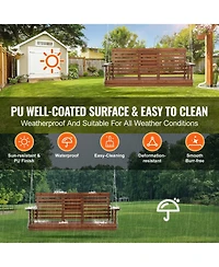 Cozito Wooden Porch Swing with Cup Holders, Steel Chains and Cedar Wood Seat