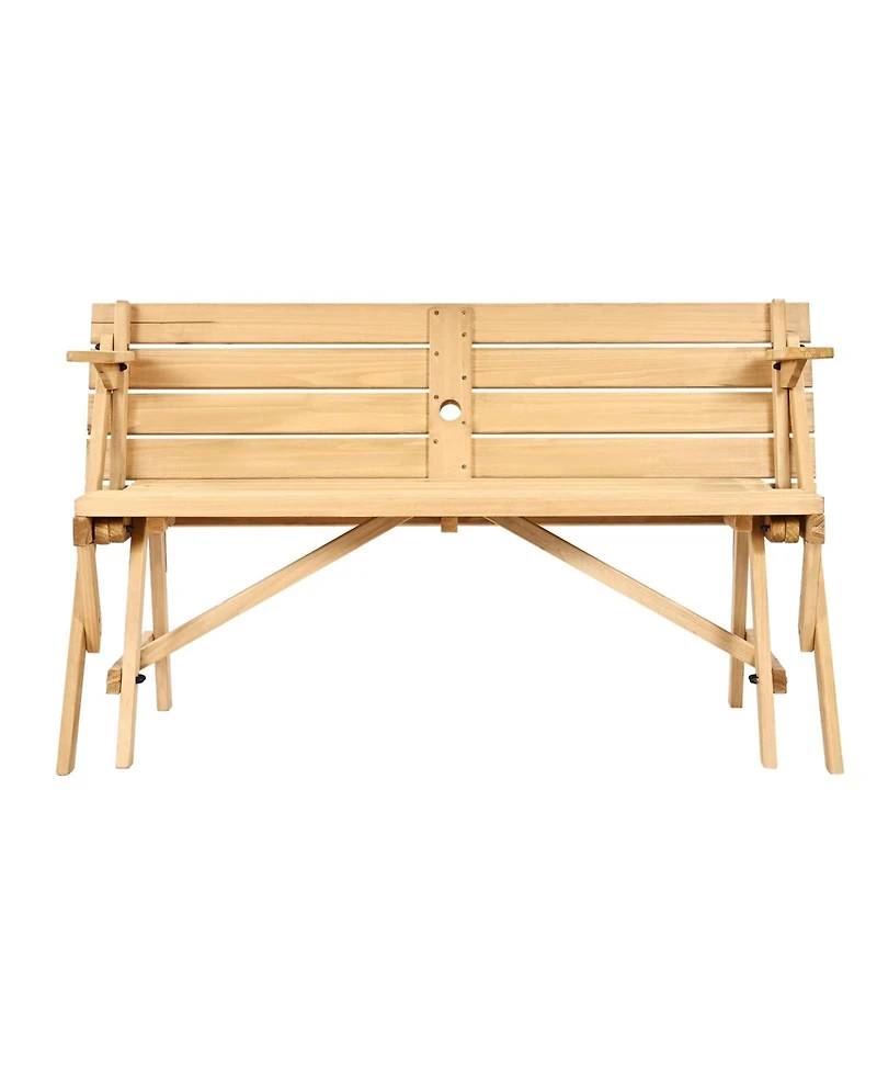 Cozito Transforming Picnic Table and Bench Set with Umbrella Hole