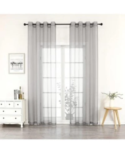 Kate Aurora 2 Piece Extra Long Grommet Top Sheer Voile Window Curtain Pair