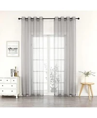Kate Aurora 2 Piece Extra Long Grommet Top Sheer Voile Window Curtain Pair
