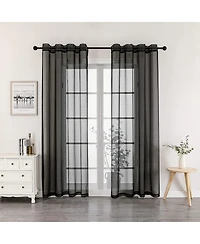 Kate Aurora 2 Piece Extra Long Grommet Top Sheer Voile Window Curtain Pair