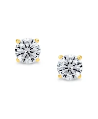 Bling Jewelry Round Cz Solitaire Stud Earrings in Gold Plated Sterling Silver 5-10MM