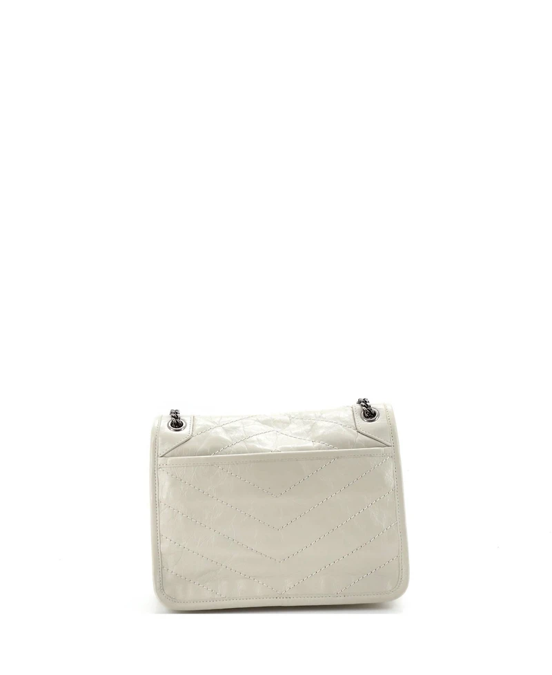 Pre-Owned Saint Laurent Baby Niki Chain Flap Bag Matelasse Chevron Leather