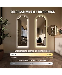 Phying Led Full Length Mirror Dimmable High Definition Explosion Proof Standing Wall Mounted Lighted Mirror for Makeup Studio Home Decor