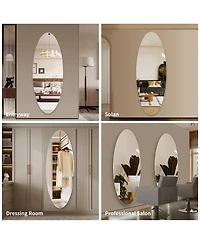 Phying Oval Full Length Wall Mounted Mirror Copper Free Glass Hd Clear Reflection Moisture Resistant Mirror for Entryway Bedroom Salon