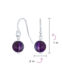 Bling Jewelry Set of 3 Drop Dangle Ball Earrings Onyx Amethyst Turquoise Lapis Lazuli Malachite Beads Sterling Silver