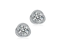 Rachel Glauber Dainty Gold Plated Radiant Cz Knot Stud Earrings