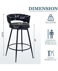 Dyhome Set of 2 28 Inch Bar Stools, 360degree(s) Swivel Modern Counter Height Stools