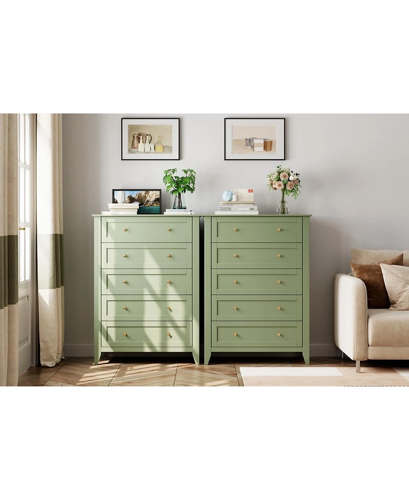 gaomon 5 Drawer Dresser for Bedroom, Dresser with Deep Drawers and Metal Knobs, Tall Modern Wooden Chests of Drawers for Entryway, Hallway