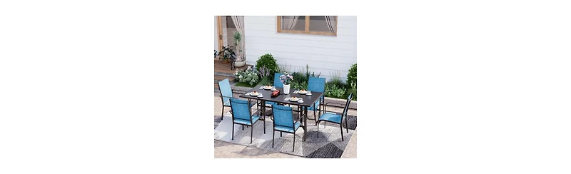 Erommy 7 Piece Patio Dining Set, Outdoor Table And Chairs Set For 6