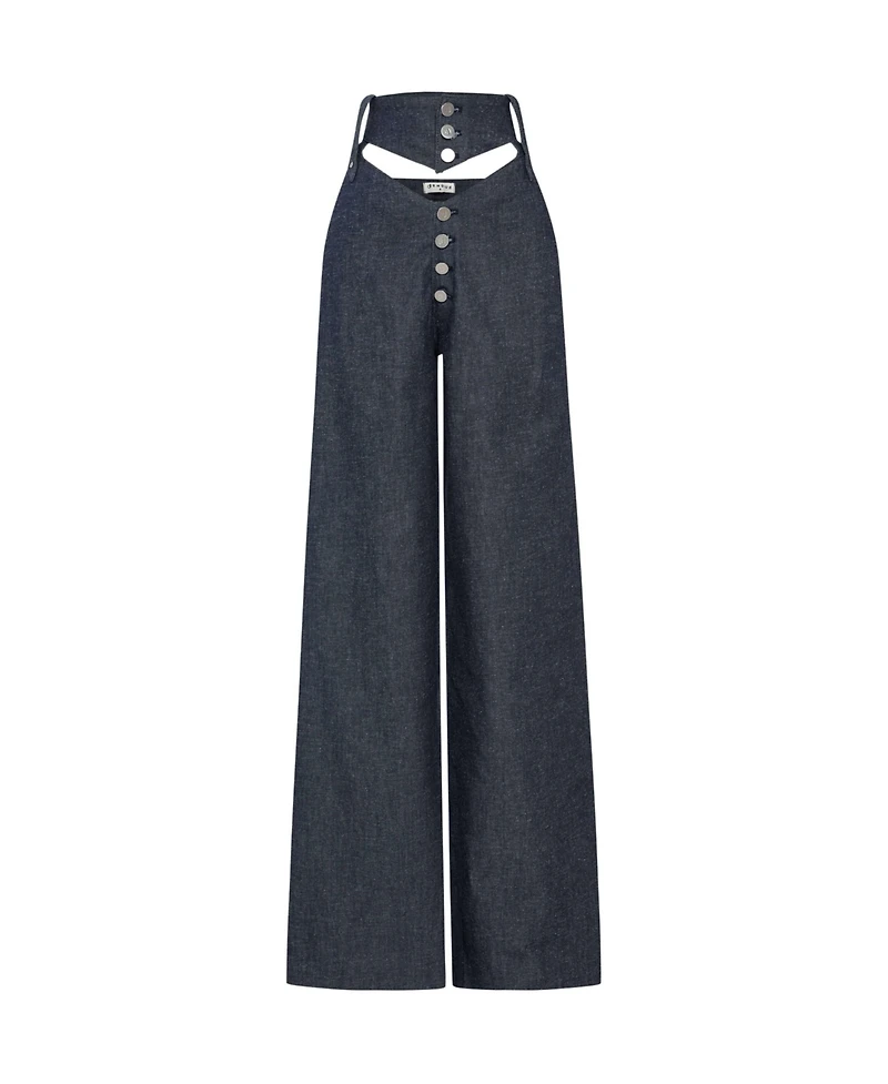 Jendue Women's High Frequencies Denim Jean - Waisted Dark Wash
