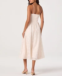 Astr the Label Women's Aubrey Sweetheart Neck Embroidered Eyelet Midi Dress