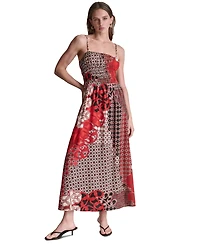 Bcbg Women's Printed Square Neck Sleeveless Dress