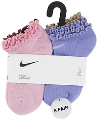 Nike Girls' 4-7 Lettuce Welt No-Show Socks, 6-Pack