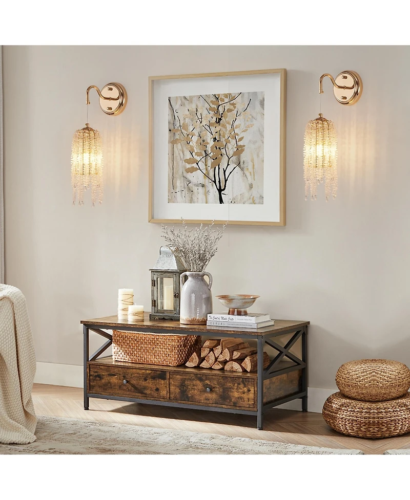 Midola Set of 2 Frame and Cascading Crystal Bead String Wall Sconces, E12 Bulb Socket, Elegant Hanging Light Fixture for Living Room, Bedroom, Hallway