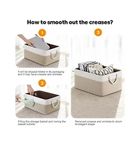 Gouun 4-Pack Foldable Cotton Linen Storage Bins with Rope Handles