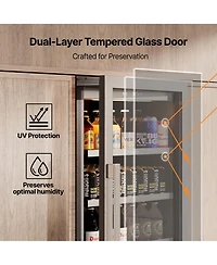 Ca'Lefort 24 inch Beverage Refrigerator cooler 373 Cans,Freestanding or Built-In Beverage fridge with 3 Led for Home