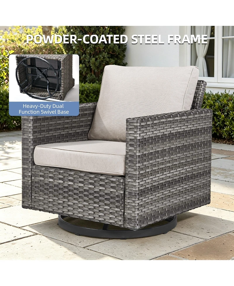 Pocassy Patio Chairs Wicker Swivel Rocker Set of 2 Heavy Duty Furniture Outdoor Rocking