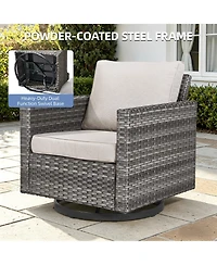 Pocassy Patio Chairs Wicker Swivel Rocker Set of 2 Heavy Duty Furniture Outdoor Rocking