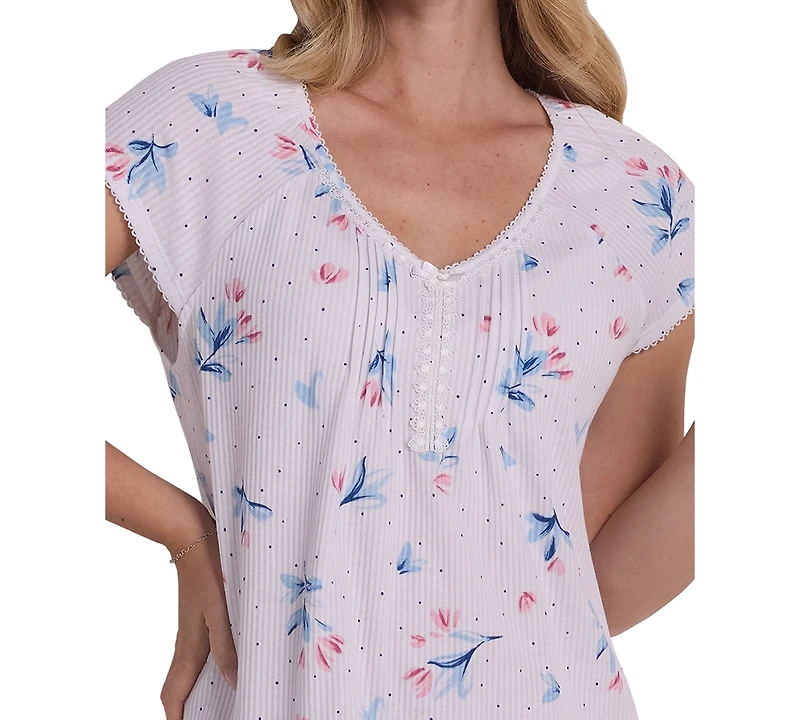 Miss Elaine Women's Short-Sleeve Printed Short Nightgown