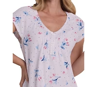 Miss Elaine Women's Short-Sleeve Printed Short Nightgown