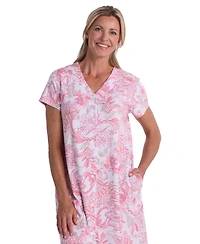 Miss Elaine Women's Short-Sleeve Printed Short Grip Robe