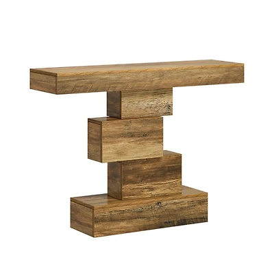 Slickblue 42" Wood Console Table with Geometric Base for Sofa