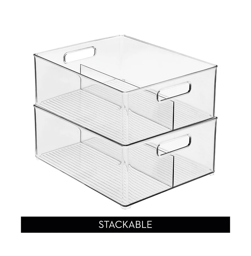 iDesign Divided Pantry Bin with Handles for Fridge or Pantry - Set of 4
