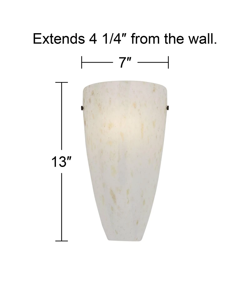 Possini Euro Design Emelle Modern Wall Light Sconces Set of 2 Caramel Amber Art Glass Hardwire 7" Fixture for Bedroom Bathroom Vanity Living Room Home