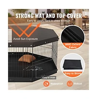 Ruie Foldable 8 Panel Metal Dog Playpen 24 in Pet Exercise Pen Indoor Outdoor