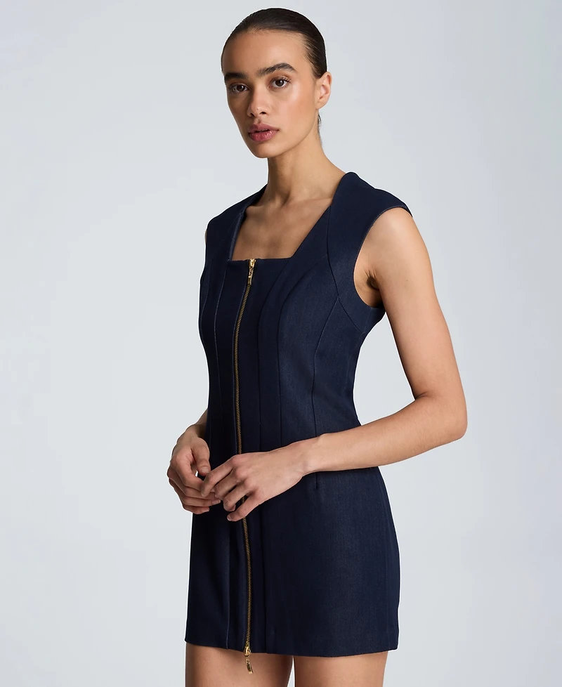 Kenneth Cole Women's Square Neck Zipper Front Mini Dress