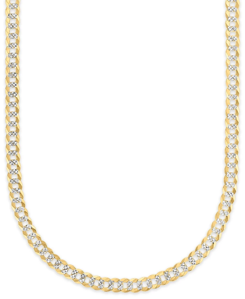 Macy's Men's Pave Diamond-Cut Curb Link Chain Necklace in 14k Two-Tone Gold Over Sterling Silver