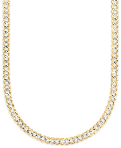 Macy's Men's Pave Diamond-Cut Curb Link Chain Necklace in 14k Two-Tone Gold Over Sterling Silver