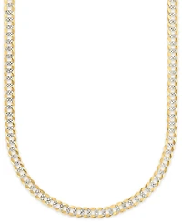 Macy's Men's Pave Diamond-Cut Curb Link Chain Necklace in 14k Two-Tone Gold Over Sterling Silver