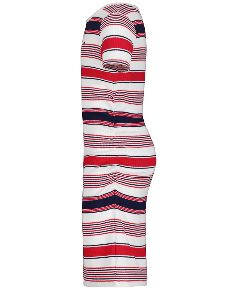Tommy Hilfiger Girls' 7-16 Striped Ribbed Short-Sleeve Dress