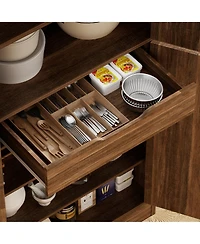 Aheaplus 71" Freestanding Kitchen Pantry Cabinet with 4 Doors, Large Storage Cupboard Drawer and Shelves