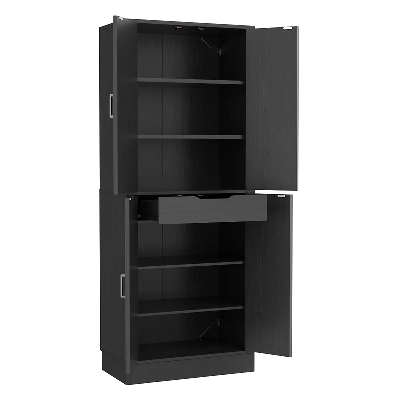 Aheaplus 71" Freestanding Kitchen Pantry Cabinet with 4 Doors, Large Storage Cupboard Drawer and Shelves