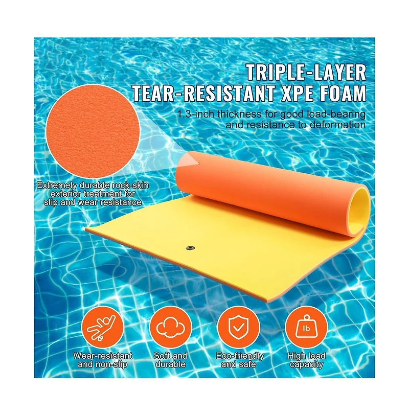 Ruie Floating Water Mat 9 x 6 feet 3 Layer Floating Dock for Adults Kids 1.3 inch Thick