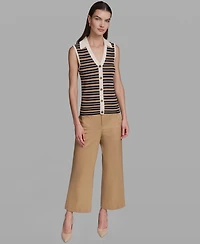 Karl Lagerfeld Paris Women's Striped Collared Tank Top