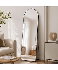 Phying Floor Standing Mirror Aluminum Alloy Thin Frame Full Body Mirror Freestanding and Wall Mounted Large Vanity Mirror for Bedroom Living Room