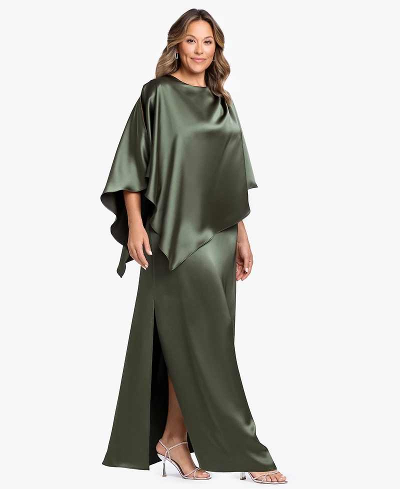 Xscape Plus Crewneck Satin Overlay Ball Gown