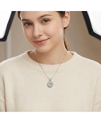 Sterling Silver White Gold Plated Round-cut Cubic Zirconia Stud Necklace