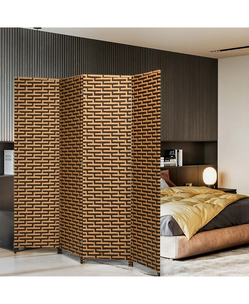 sumyeg 4-Panel Folding Privacy Room Divider with Rustproof Hinges for Indoor Separation