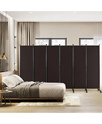 sumyeg 6-Panel Foot Rolling Room Divider with Lockable Wheels for Indoor Privacy