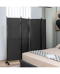 sumyeg 4-Panel Folding Room Divider Privacy Screen with Lockable Wheels for Indoor Use